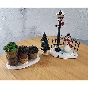 Lot Of 3 Vintage Christmas‎ Figurines Snowman  Christmas Tree, Plants